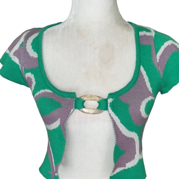 MANDINGA Picnic Cropped Green & Purple Sweater Knit Top Shrug - XS - Picture 4 of 11